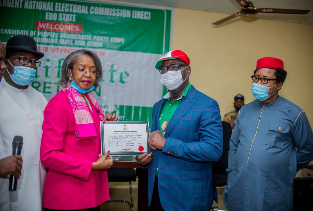 EDO 2020 - Obaseki Receives Certificate of Return from INEC