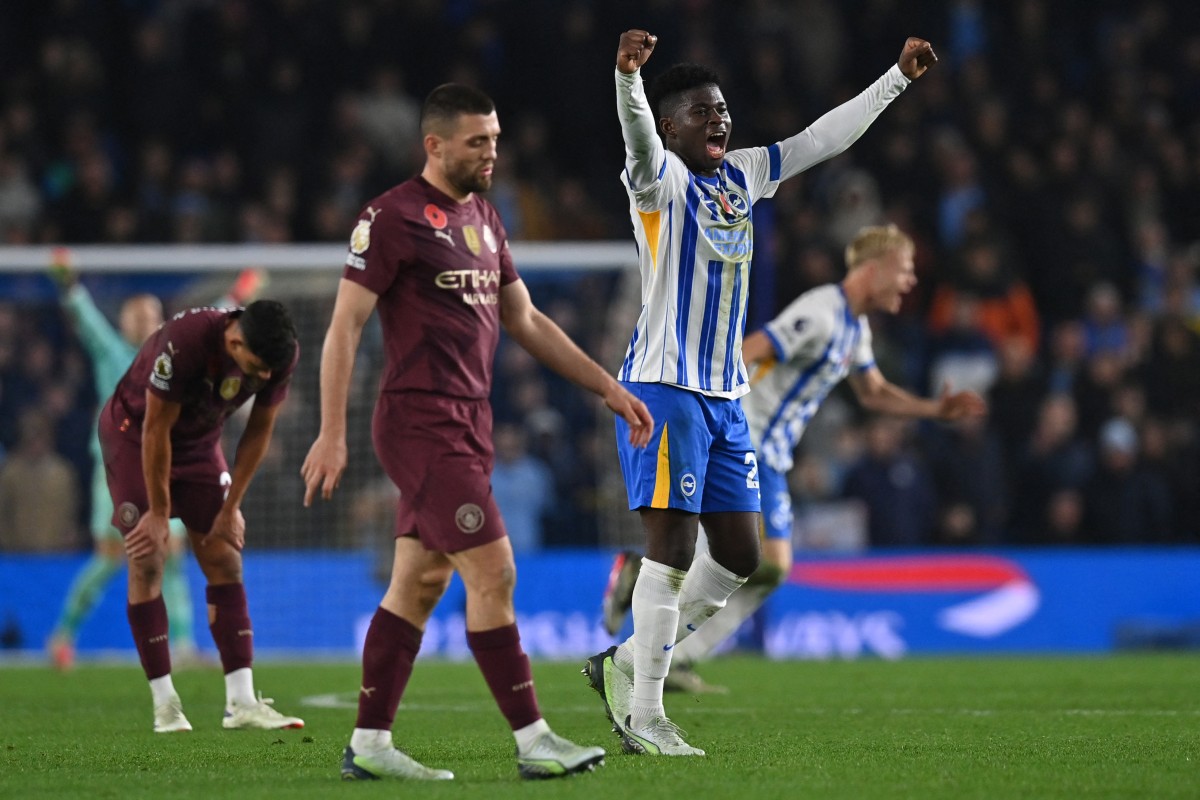 Brighton stuns Manchester City with 2-1 comeback victory