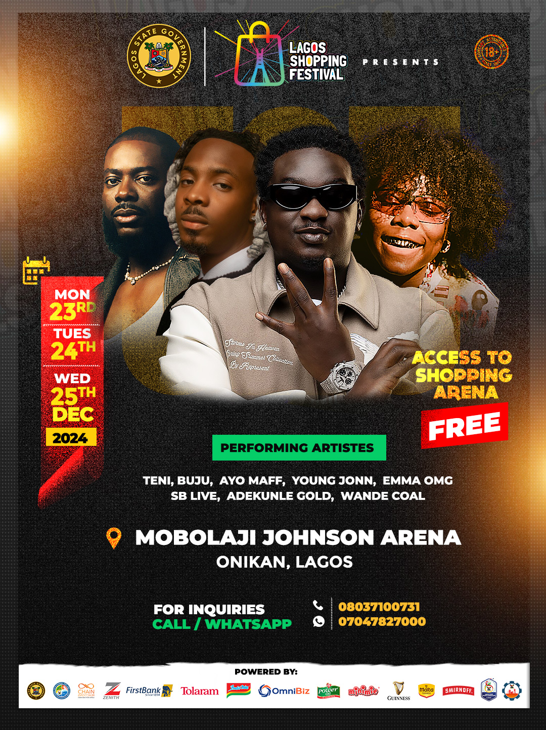 Adekunle Gold, Wande Coal, Young Jonn Set to Thrill Fans at Lagos Shopping Festival