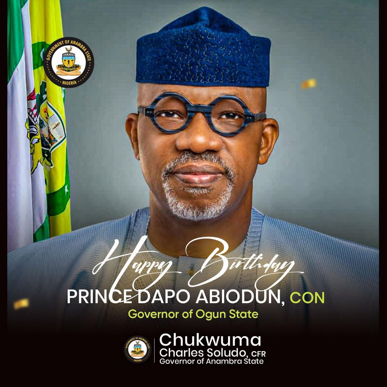 Governor Soludo congratulates Governor Dapo Abiodun on his 65th Birthday
